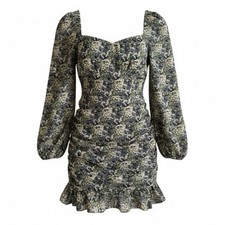 Floral Ruched Babydoll Mini Dress Small Fairy Coquette Feminine Wedding Guest