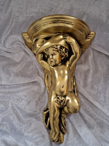 Plaster cherub wall shelf - wall,