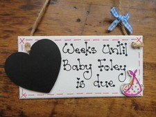 Personalised Pregnancy Countdown Baby Shower Mummy Plaque Sign Gift Grandparents