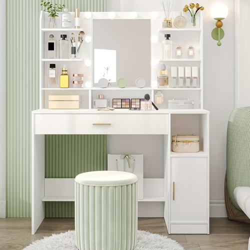 White bedroom vanity - bedroom,