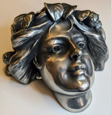 RARE Compulsion Gallery Bounty Wall Pocket Head Vase - Pewter Finish