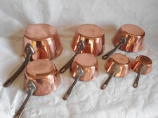 Villedieu special series Copper pans Windsor type French vintage set of 7  1.5mm