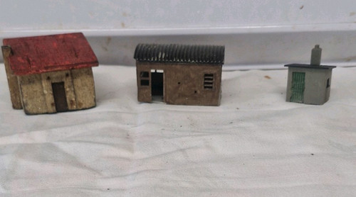Three model railway buildings
