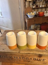 Vintage Set 4 Tupperware Plastic Covered Egg Cups with Lids - Retro!