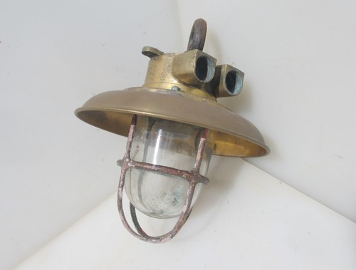 Vintage brass ship caged lamp - vintage,