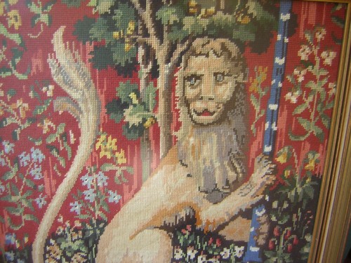 Old french tapestry framed - old,