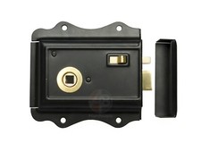 Old English Victorian Style Rim Bathroom Bedroom Lock Latch Black / Brass Snib