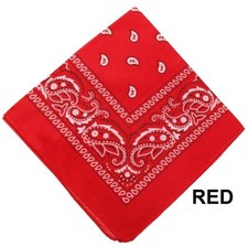 Red Bandana, Square Head Scarf for Men & Women Cotton Hair Accessory, Neck Wrap