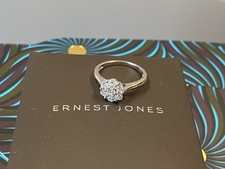 Ernest Jones 50pt Diamond 950 Platinum Flower Cluster Ring L receipt & box