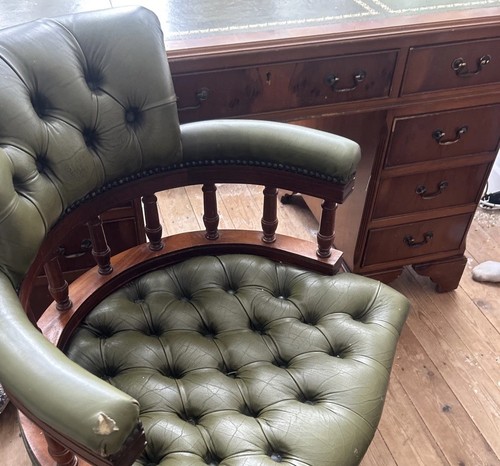 Captains desk green leather - desk,