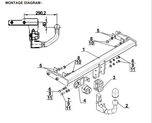 Detachable swan neck - tow, bar