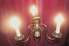 French Vintage brass Flemish chandelier 3 arms  from Paris chateau