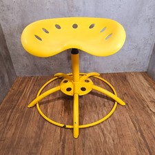 Vintage Ikea Yellow Tractor Chair Saddle Seat Low Stool Industrial Discontinued