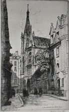 La Rue Des Pretres at Saint Severin in Paris by C Armington - Antique Print 1927