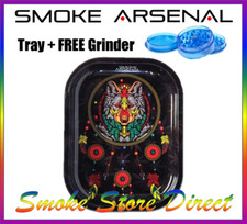 Smoke Arsenal Tray "WOLF CATCHER - S114" 18cm X 14cm - Free Grinder!
