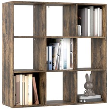 HOMCOM 9 Cube Storage Unit Cabinet Bookcase Display Shelves, Rustic Brown