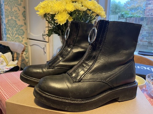 Mango mng black leather boots - black,