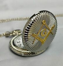 Masonic Masons Gold & Silver Fob Pocket Watch Chain Necklace Regalia Freemasonry