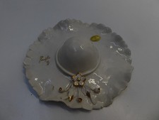 ITALIAN CAPODIMONTE POMPILIO PORCELAIN FLORAL DECORATIVE HAT POTTERY