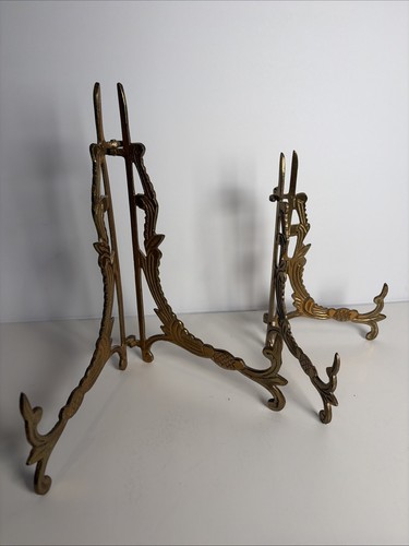 Vtg pair ornate brass - pair,