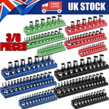 3/6 Piece Magnetic Socket Holder Tray Rack Rail 1/2" 3/8" 1/4" Socket Holder Set