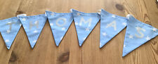 PERSONALISED NAME FABRIC BUNTING BABY BOYS NURSERY BLUE STARS  - PRICE PER FLAG
