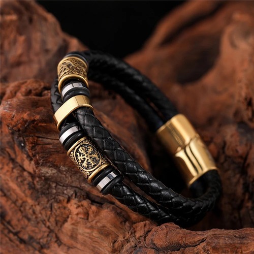 Viking rune braided leather - viking,