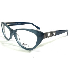 Guess Eyeglasses Frames GU 2415 BL Clear Blue Gray Cat Eye Studded 51-17-135