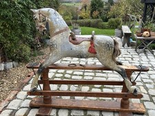 Stunning Antique FH Ayres Wooden Rocking Horse original paint 52” Unrestored