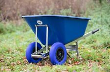 OX TWIN WHEELBARROW 200L Stable Garden Wheel Puncture Proof Large 200 Litre Blue