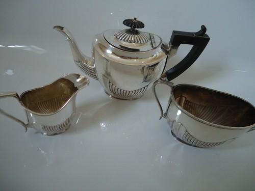 Tea pot set silver plated - silver,
