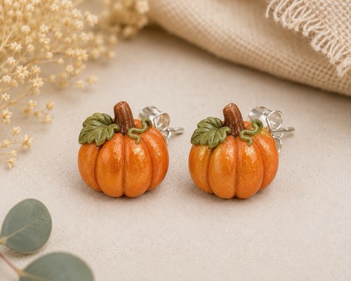 Pumpkin stud earrings sterling - stud,