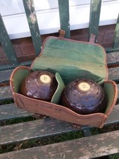 Vintage Rare old Lignum Vitae bowls with original BAG - wood turning