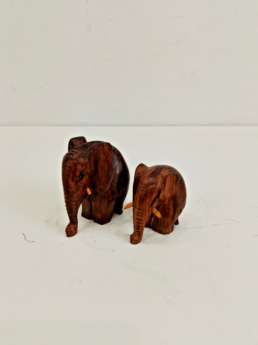 Pair artisan carved wooden - artisan,