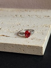 2CT Oval Cut Padparadscha Sapphire Lab Grown Ring Size N 18K White Gold S925