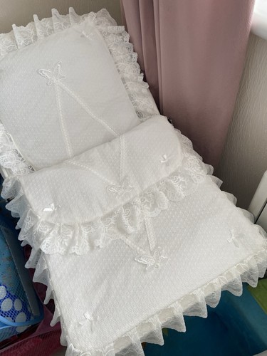 Dolls ivory lace pram set - lace,