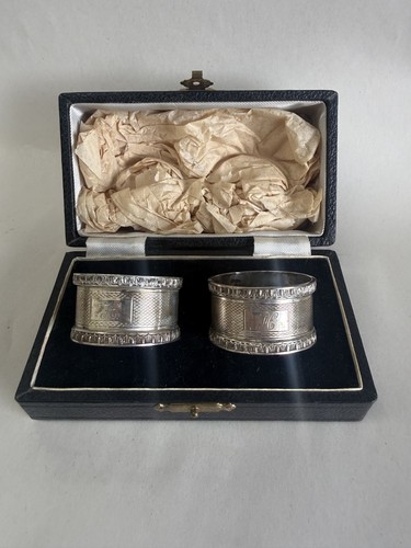 Cased pair solid silver - pair,