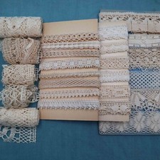Lace Trims Bundle French Bobbin Lace Kit Craft Ephemera Antique Lace Scraps