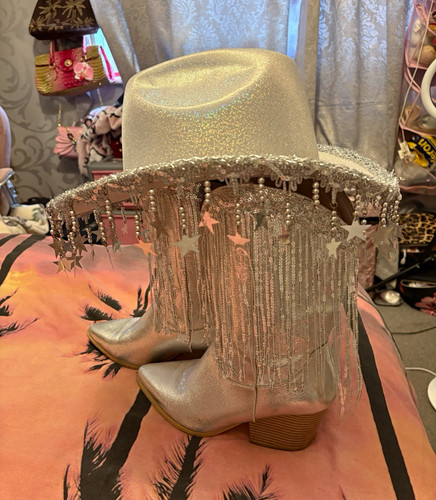 Women silver cowboy boots - cowboy,