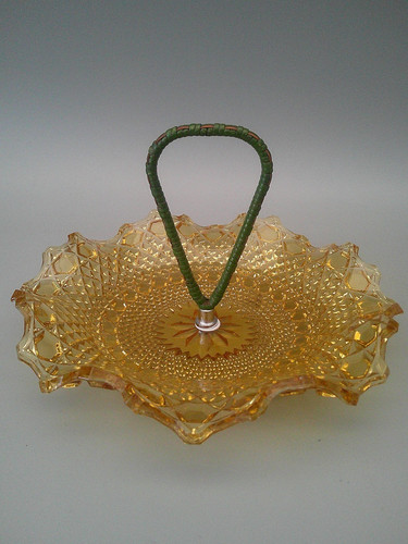 Art deco amber ruffle glass - art,