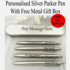 PERSONALISED ENGRAVED PARKER SILVER BALL POINT PEN