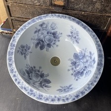 Vintage Victorian Ceramic Sink with Decorative Decals