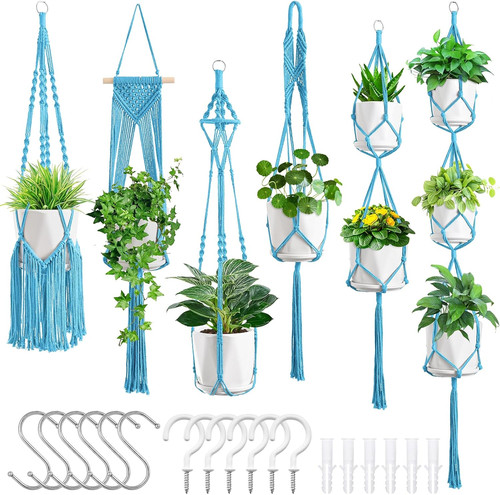 Macrame plant hangers 6pack - plant,