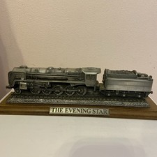 Compulsion Gallery Pewter Sculpture The Evening Star Locomotive On Wooden Plinth