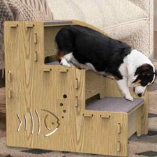 Dog Stairs for High Beds 3-Step Pet Ladder for Climbing Nonslip Balanced Ramp US