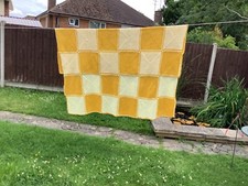 Handmade Double Crochet Blanket - Mustard and Cream