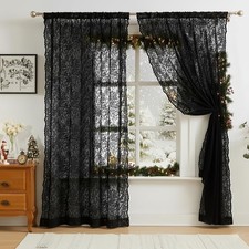 Black Lace Net Sheer Curtains