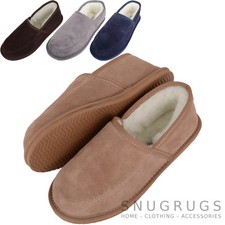 SNUGRUGS Mens / Gents Wool Lined / Sheepskin Slippers / Indoor Shoes