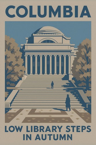 Columbia low library steps art - library,
