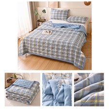 Cooling Blanket Plaid Summer Quilt Washed Cotton Air Condition Thin Cool  Comfy